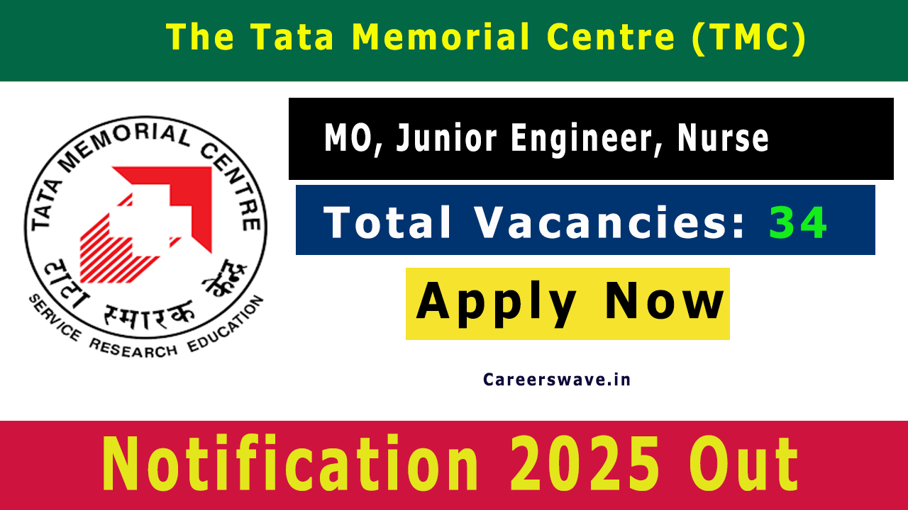 TMC Junior Engineer and Nurse Recruitment 2025 for 34 Vacancy