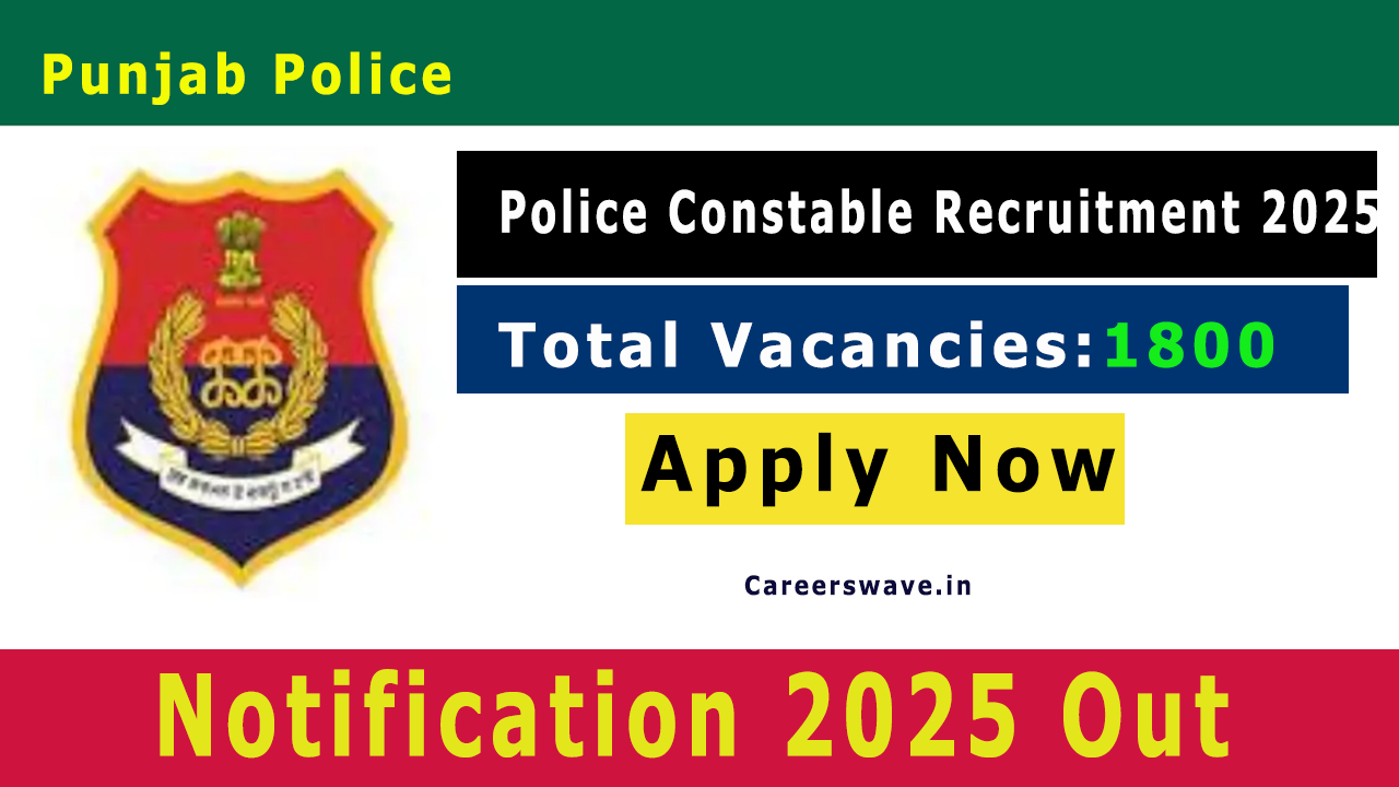 Punjab Police Constable Recruitment 2025 Notification for 1800 Vacancies