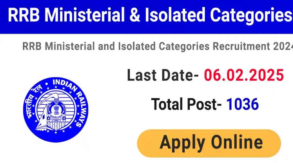 Railway RRB Ministerial and Isolated Recruitment 2025 for 1036 Vacancy